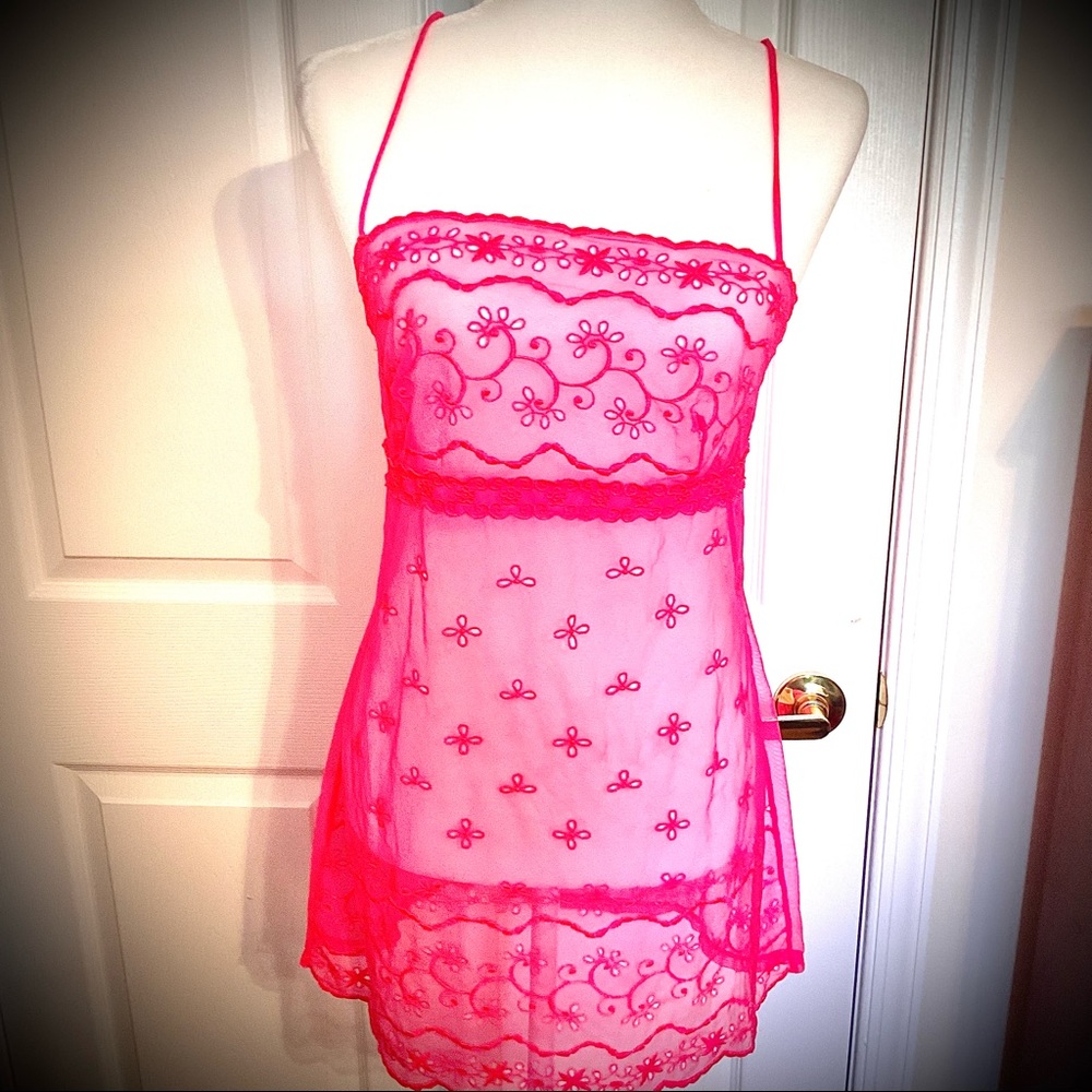Final Sale Victoria’s Secret Hot Pink See Through Sexy Teddy